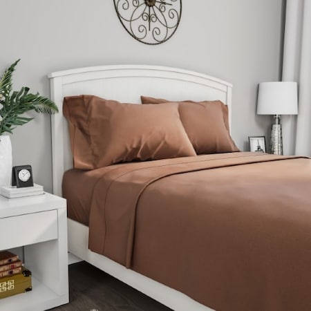 Hastings Home Brushed Microfiber 3-piece Bed Linens with Fitted, Flat Sheet, and Pillowcase (Twin, Brown) 931177KAU